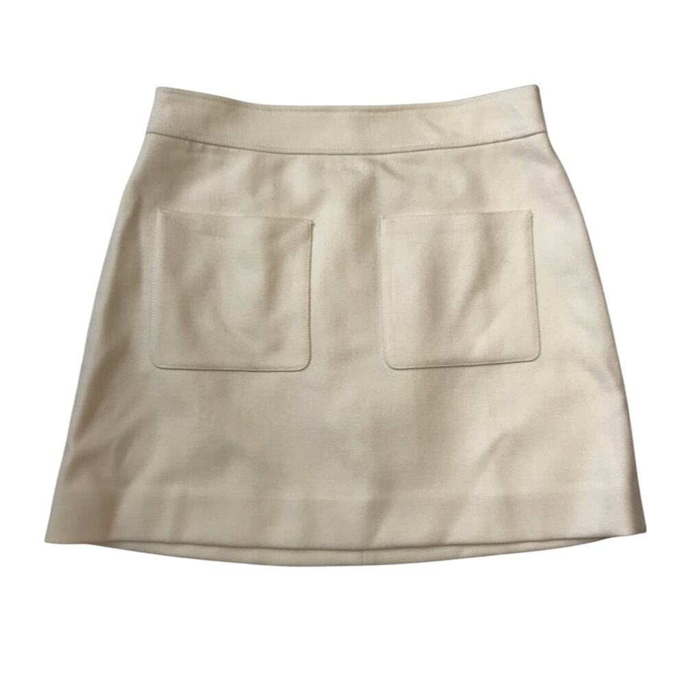 J. Crew Beige Wool Mini Skirt 10P Front Pockets